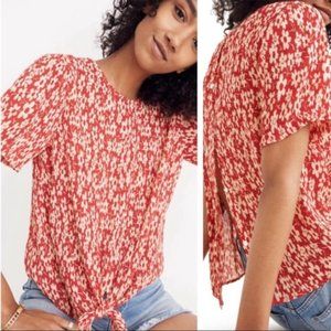 Madewell Floral Crinkle Back Button Front Tie Top